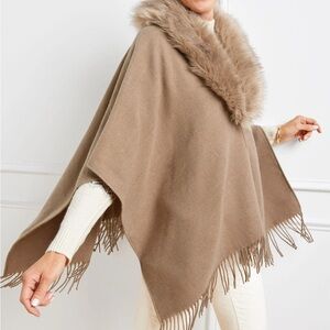 Ralph Lauren Reversible Shawl With Removable Faux Fur Collar